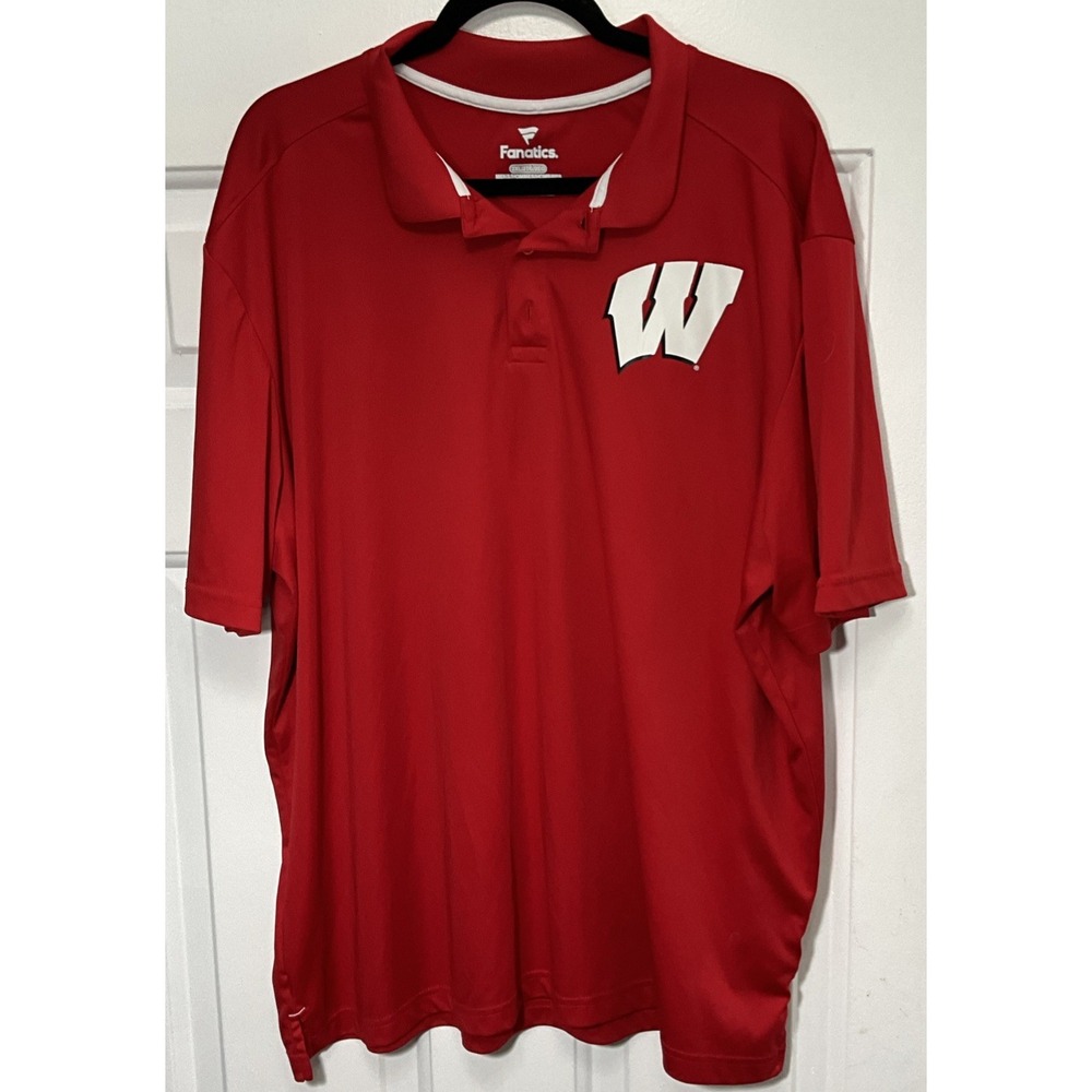 Fanatics Big 10 Football Wisconsin Badgers Red Polo/Golf Shirt Men's XXL
